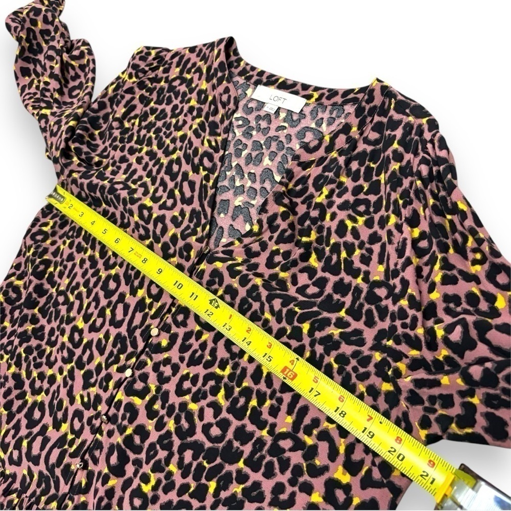 Loft Brown Leopard Print Button Tiered Swing Dres… - image 4